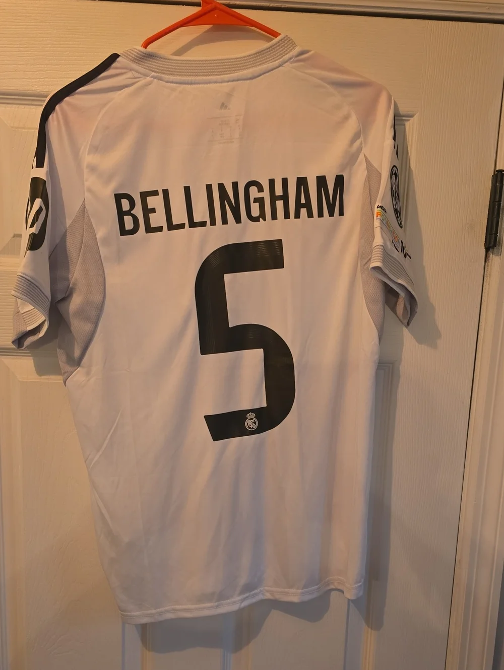 Adidas Real Madrid White & Gold Soccer Jersey - Emirates Fly Better Bellingham - Picture 6 of 7